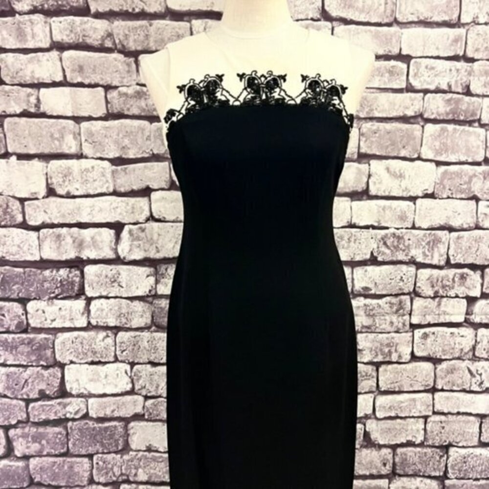 Carole Little Vintage Black & Ivory Sleeveless Dress Size 6